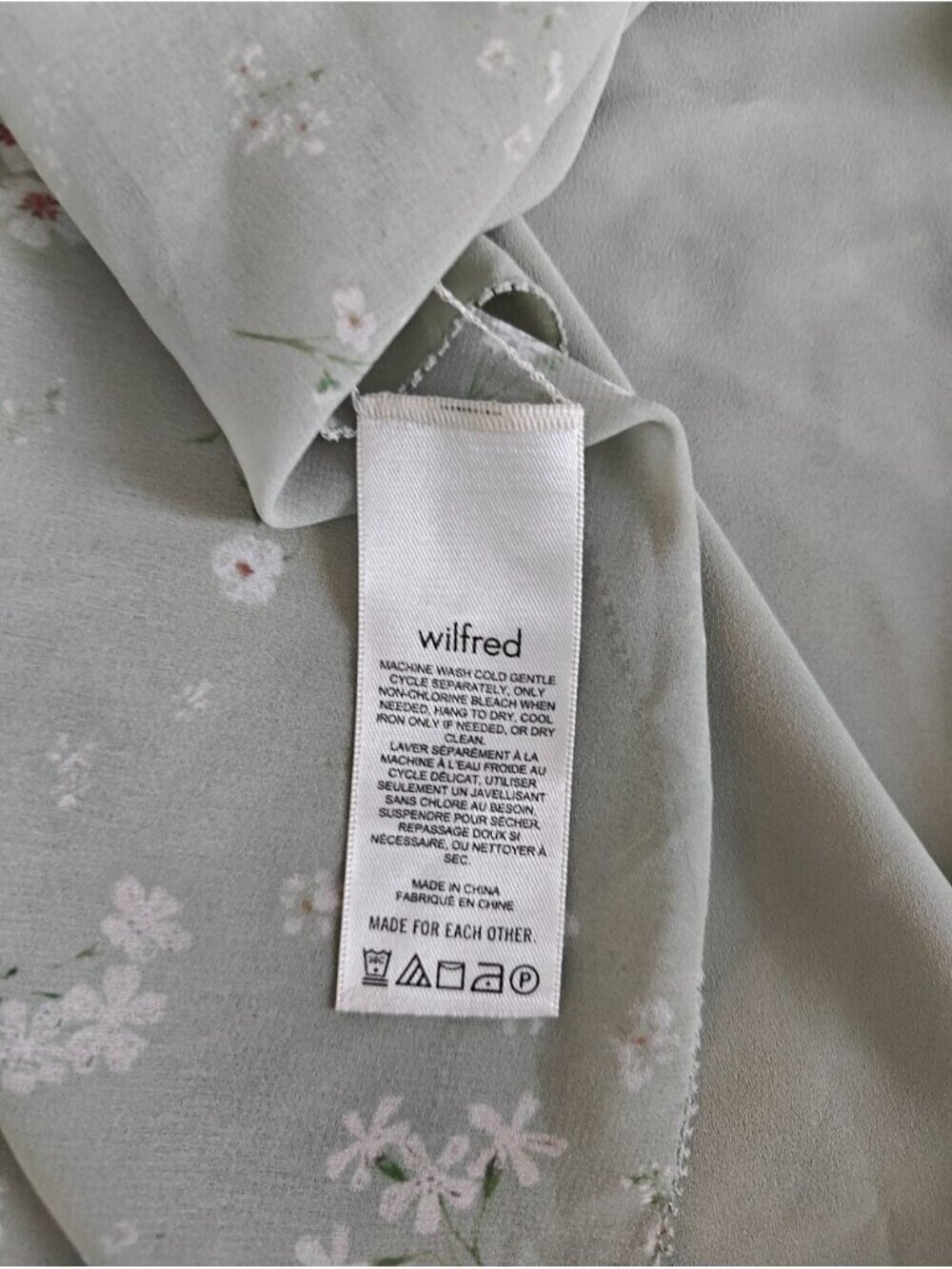 Aritzia Wilfred Sage Floral Smocked Mini Dress Puff Sleeve Size 6 0731 - Picture 7 of 8
